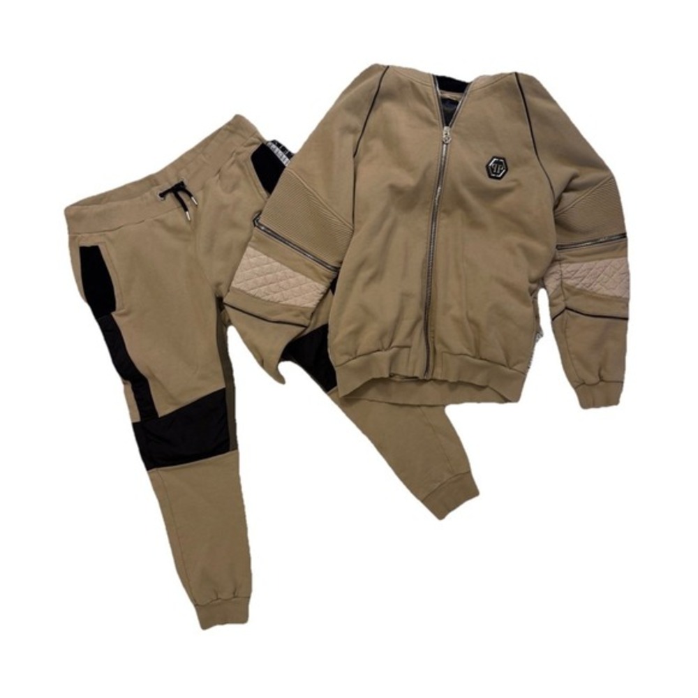 Men Philipp Plein Tan Black Convertible Sweatsuit Set Hardware Logo size XXXL - Picture 1 of 16